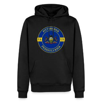 Pittsburgh Pennsylvanie drapeau USA Souvenir insigne - Sweat à capuche Premium bio Homme - noir - Devant - Nico (187cm)