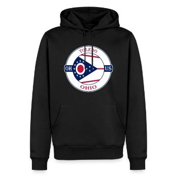 Toledo Ohio Flagge USA Reise Souvenir Abzeichen - Männer Premium Bio Hoodie - Schwarz - Vorne - Nico (187cm)