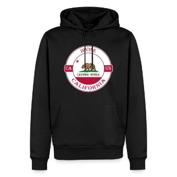 Irvine California Flag USA Travel Souvenir Badge - Men’s Premium Organic Hoodie - black - Front - Nico (187cm)