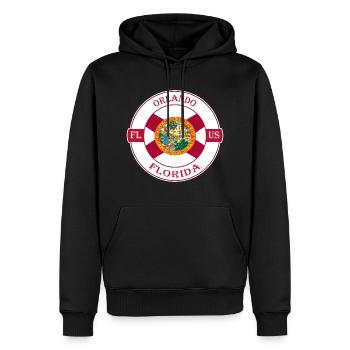 Orlando Florida Flagge USA Reise Souvenir Abzeichen - Männer Premium Bio Hoodie - Schwarz - Vorne - Nico (187cm)