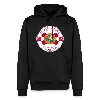 St. Petersburg Florida Flagge USA Souvenir Abzeichen - Männer Premium Bio Hoodie - Schwarz - Vorne - Nico (187cm)