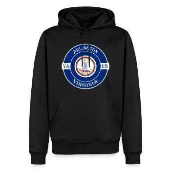 Arlington Virginia Flagge USA Reise Souvenir Abzeichen - Männer Premium Bio Hoodie - Schwarz - Vorne - Nico (187cm)