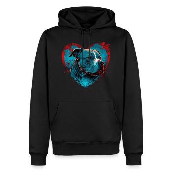 Cœur d’American Staffordshire Terrier - Sweat à capuche Premium bio Homme - noir - Devant - Nico (187cm)