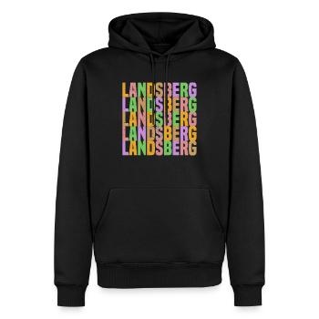 Landsberg Regenbogen - Männer Premium Bio Hoodie - Schwarz - Vorne - Nico (187cm)