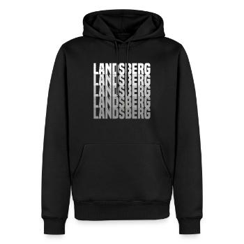 Landsberg - Männer Premium Bio Hoodie - Schwarz - Vorne - Nico (187cm)