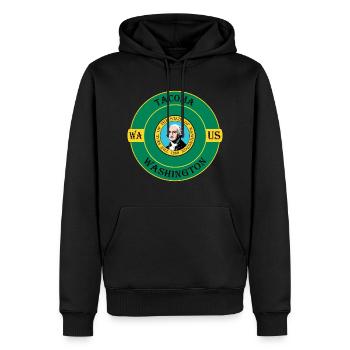 Tacoma Washington Flag USA Travel Souvenir Badge - Sweat à capuche Premium bio Homme - noir - Devant - Nico (187cm)