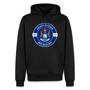 Grand Rapids Michigan Flagge USA Souvenir Abzeichen - Männer Premium Bio Hoodie - Schwarz - Vorne - Nico (187cm)