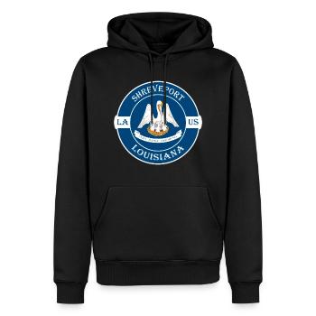 Shreveport Louisiana Flag USA Souvenir Badge - Sweat à capuche Premium bio Homme - noir - Devant - Nico (187cm)
