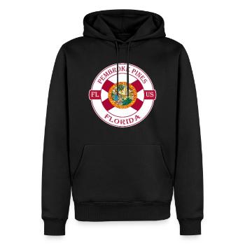 Pembroke Pines Florida Flag USA Souvenir Badge - Sweat à capuche Premium bio Homme - noir - Devant - Nico (187cm)