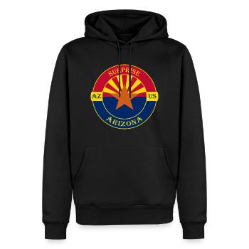 Überraschung Arizona Flagge USA Reise Souvenir Abzeichen - Männer Premium Bio Hoodie - Schwarz - Vorne - Nico (187cm)