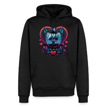 Yorkshire Terrier with heart - Men’s Premium Organic Hoodie - black - Front - Nico (187cm)