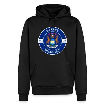 Warren Michigan Flagge USA Reise Souvenir Abzeichen - Männer Premium Bio Hoodie - Schwarz - Vorne - Nico (187cm)