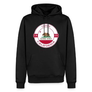 Clovis California Flag USA Travel Souvenir Badge - Sweat à capuche Premium bio Homme - noir - Devant - Nico (187cm)