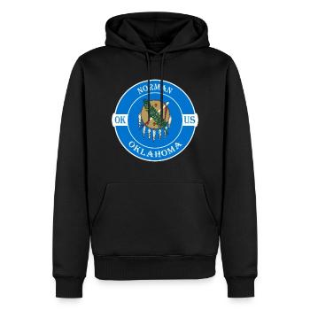 Norman Oklahoma Flag USA Travel Souvenir Badge - Men’s Premium Organic Hoodie - black - Front - Nico (187cm)