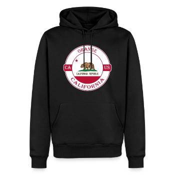 Orange California Flag USA Travel Souvenir Badge - Sweat à capuche Premium bio Homme - noir - Devant - Nico (187cm)