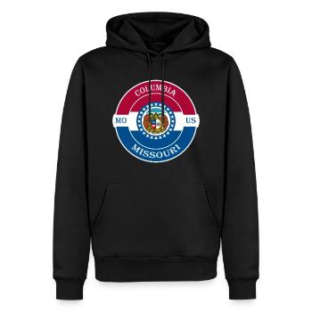 Columbia Missouri Flag USA Travel Souvenir Badge - Sweat à capuche Premium bio Homme - noir - Devant - Nico (187cm)