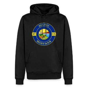 Billings ntana Flag USA Badge souvenir de voyage - Sweat à capuche Premium bio Homme - noir - Devant - Nico (187cm)