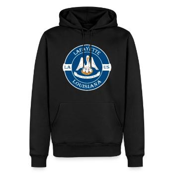 Lafayette Louisiana Flag USA Travel Souvenir Badge - Sweat à capuche Premium bio Homme - noir - Devant - Nico (187cm)