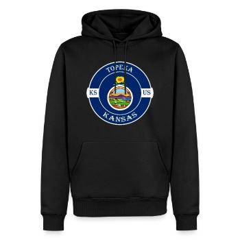 Topeka Kansas Flagge USA Reise Souvenir Abzeichen - Männer Premium Bio Hoodie - Schwarz - Vorne - Nico (187cm)