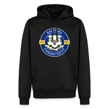 Hartford Connecticut Flagge USA Souvenir Abzeichen - Männer Premium Bio Hoodie - Schwarz - Vorne - Nico (187cm)
