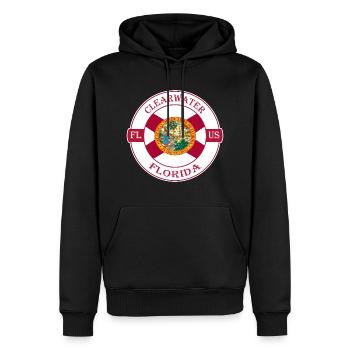 Clearwater Florida Flag USA Travel Souvenir Badge - Sweat à capuche Premium bio Homme - noir - Devant - Nico (187cm)