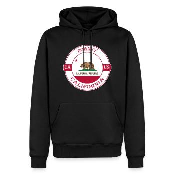 Downey California Flagge USA Reise Souvenir Abzeichen - Männer Premium Bio Hoodie - Schwarz - Vorne - Nico (187cm)