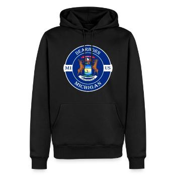 Dearborn Michigan Flagge USA Reise Souvenir Abzeichen - Männer Premium Bio Hoodie - Schwarz - Vorne - Nico (187cm)