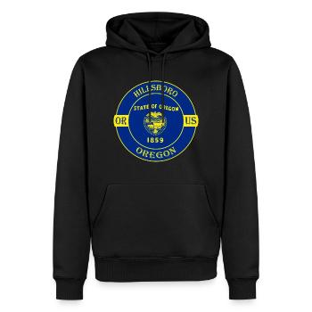 Hillsboro Oregon Flagge USA Reise Souvenir Abzeichen - Männer Premium Bio Hoodie - Schwarz - Vorne - Nico (187cm)