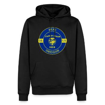 Bend Oregon Flagge USA Reise Souvenir Abzeichen - Männer Premium Bio Hoodie - Schwarz - Vorne - Nico (187cm)