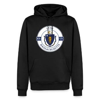 Lynn Massachusetts Flagge USA Reise Souvenir Abzeichen - Männer Premium Bio Hoodie - Schwarz - Vorne - Nico (187cm)