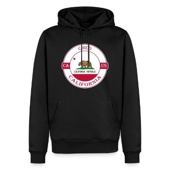 Chico California Flag USA Travel Souvenir Badge - Sweat à capuche Premium bio Homme - noir - Devant - Nico (187cm)