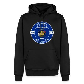 Kenosha Wisconsin Flagge USA Reise Souvenir Abzeichen - Männer Premium Bio Hoodie - Schwarz - Vorne - Nico (187cm)