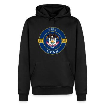 Orem Utah Flagge USA Reise Souvenir Abzeichen - Männer Premium Bio Hoodie - Schwarz - Vorne - Nico (187cm)
