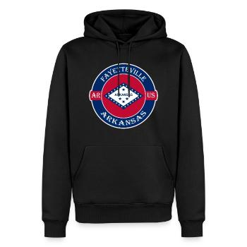 Fayetteville Arkansas Flagge USA Souvenir Abzeichen - Männer Premium Bio Hoodie - Schwarz - Vorne - Nico (187cm)