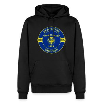 Beaverton Oregon Flagge USA Reise Souvenir Abzeichen - Männer Premium Bio Hoodie - Schwarz - Vorne - Nico (187cm)