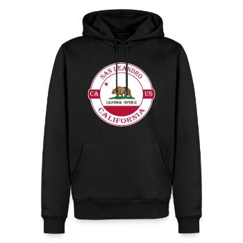 San Leandro California Flagge USA Souvenir Abzeichen - Männer Premium Bio Hoodie - Schwarz - Vorne - Nico (187cm)