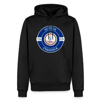 Suffolk Virginia Flagge USA Reise Souvenir Abzeichen - Männer Premium Bio Hoodie - Schwarz - Vorne - Nico (187cm)