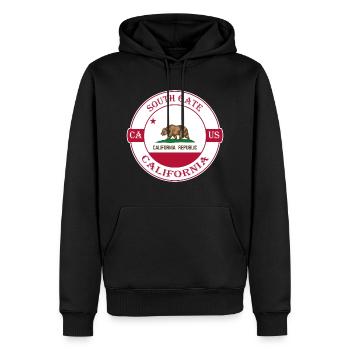 Porte sud Drapeau de Californie USA Badge souvenir - Sweat à capuche Premium bio Homme - noir - Devant - Nico (187cm)