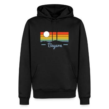 Bayern Sonnenuntergang - Männer Premium Bio Hoodie - Schwarz - Vorne - Nico (187cm)