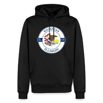 Waukegan Illinois Flag USA Travel Souvenir Badge - Sweat à capuche Premium bio Homme - noir - Devant - Nico (187cm)