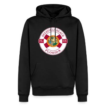 Deerfield Beach Floride drapeau USA Souvenir Badge - Sweat à capuche Premium bio Homme - noir - Devant - Nico (187cm)