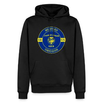 Medford Oregon Flagge USA Reise Souvenir Abzeichen - Männer Premium Bio Hoodie - Schwarz - Vorne - Nico (187cm)