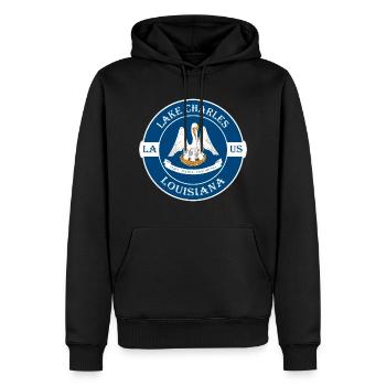 Lake Charles Louisiana Flag USA Souvenir Badge - Sweat à capuche Premium bio Homme - noir - Devant - Nico (187cm)