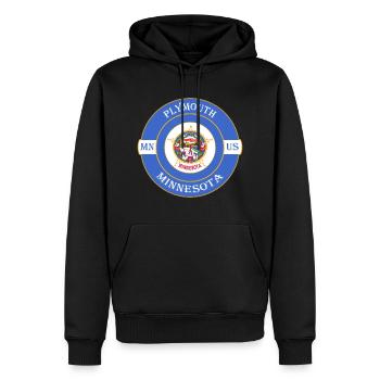 Plymouth Minnesota Flagge USA Reise Souvenir Abzeichen - Männer Premium Bio Hoodie - Schwarz - Vorne - Nico (187cm)