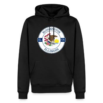 Bloomington Illinois Flag USA Souvenir Badge - Sweat à capuche Premium bio Homme - noir - Devant - Nico (187cm)
