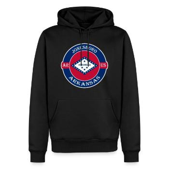 Jonesboro Arkansas Flagge USA Reise Souvenir Abzeichen - Männer Premium Bio Hoodie - Schwarz - Vorne - Nico (187cm)