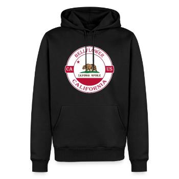 Glockenblume Kalifornien Flagge USA Souvenir Abzeichen - Männer Premium Bio Hoodie - Schwarz - Vorne - Nico (187cm)