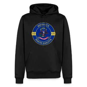 Bismarck North Dakota Flagge USA Souvenir Abzeichen - Männer Premium Bio Hoodie - Schwarz - Vorne - Nico (187cm)