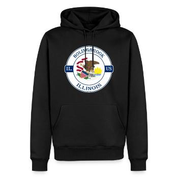 Bolingbrook Illinois Flag USA Souvenir Badge - Sweat à capuche Premium bio Homme - noir - Devant - Nico (187cm)