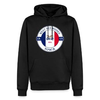West Des ines Iowa Flagge USA Souvenir Abzeichen - Männer Premium Bio Hoodie - Schwarz - Vorne - Nico (187cm)